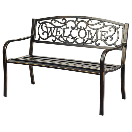 Outdoor Furniture Steel Frame Porch Garden Bench-bronze, Bronze Outdoor Benches   at Gallery Canada