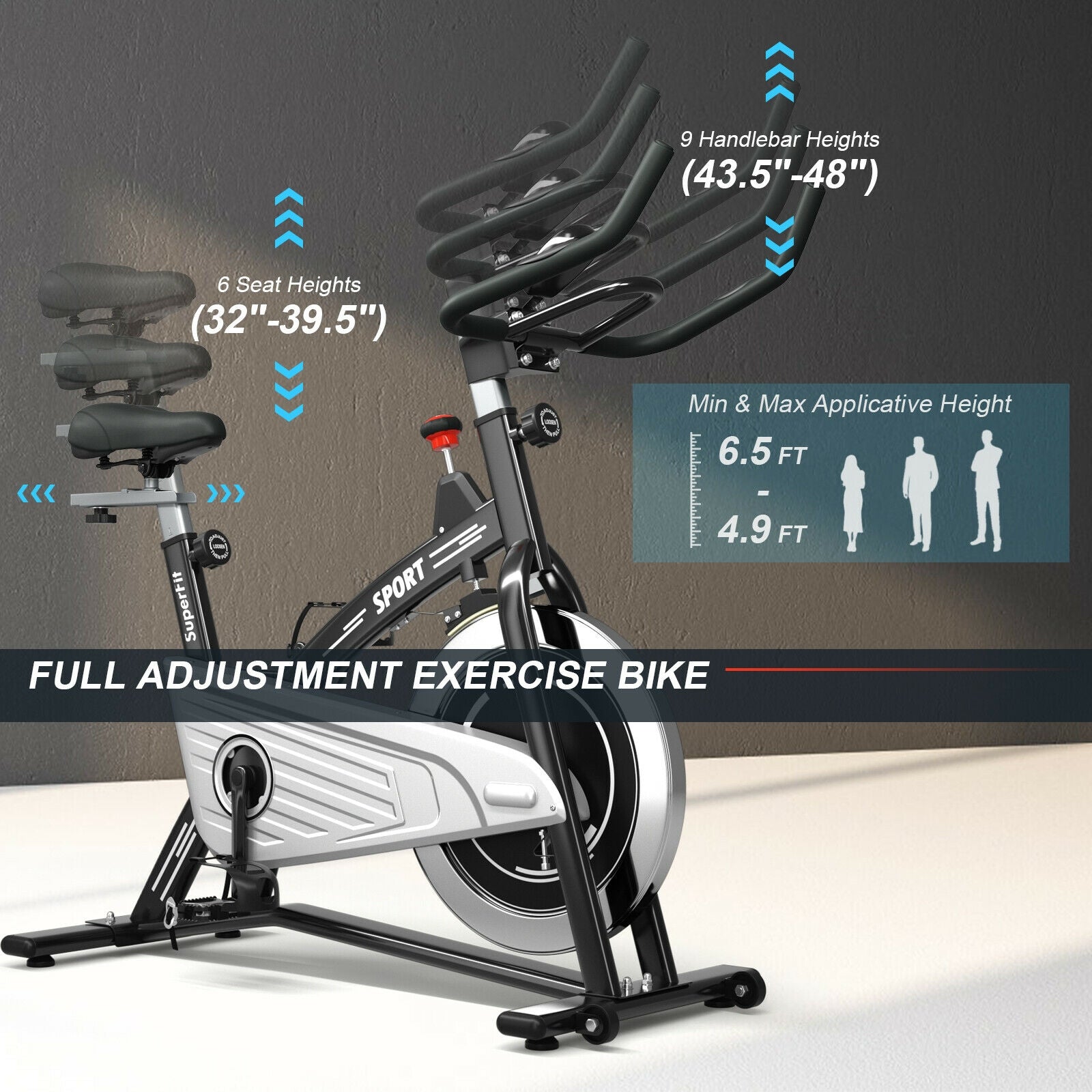 30Lbs Fixed Training Bicycle with Monitor for Gym and Home, Black Exercise Bikes at Gallery Canada