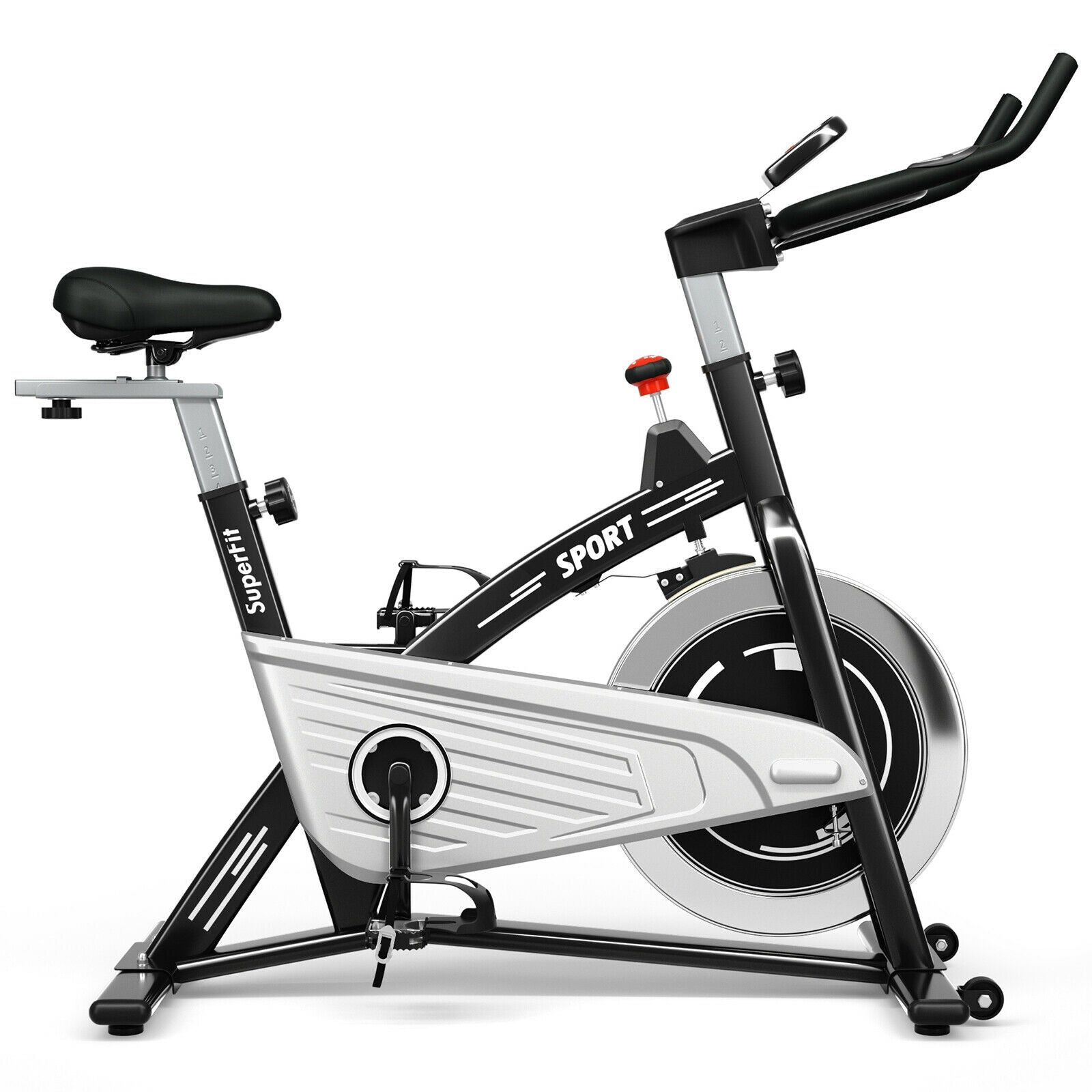 30Lbs Fixed Training Bicycle with Monitor for Gym and Home, Black Exercise Bikes at Gallery Canada