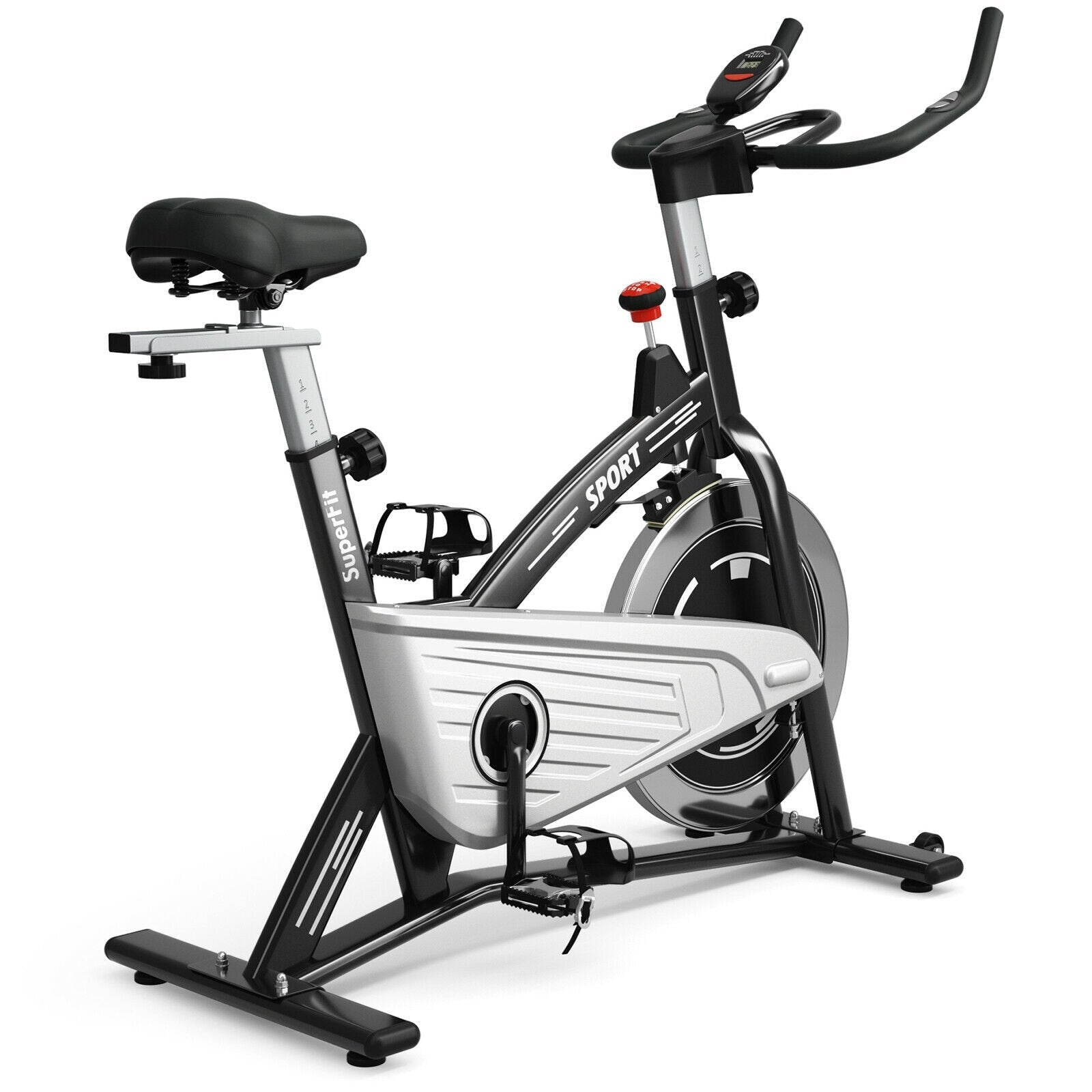 30Lbs Fixed Training Bicycle with Monitor for Gym and Home, Black Exercise Bikes Black at Gallery Canada