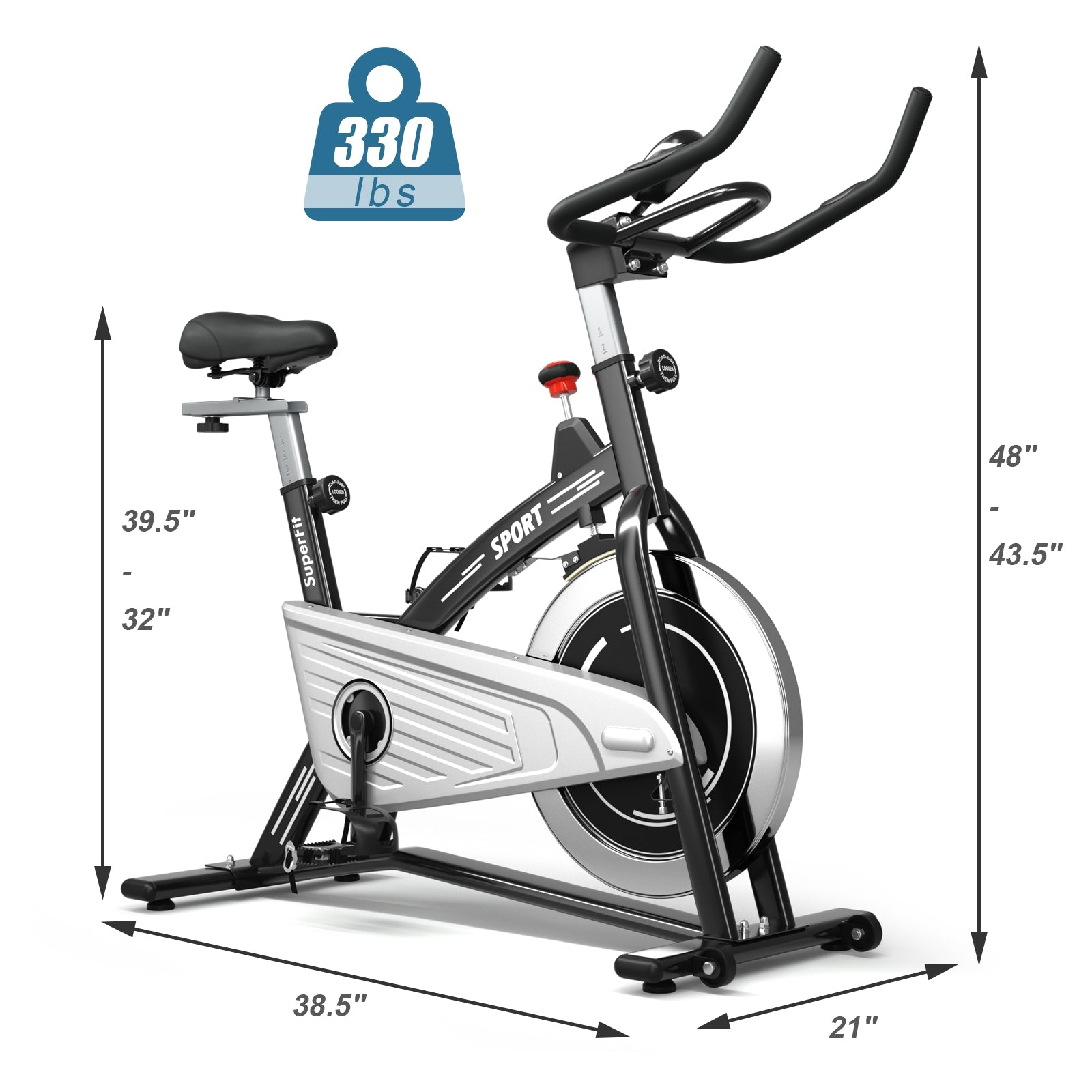30Lbs Fixed Training Bicycle with Monitor for Gym and Home, Black Exercise Bikes at Gallery Canada