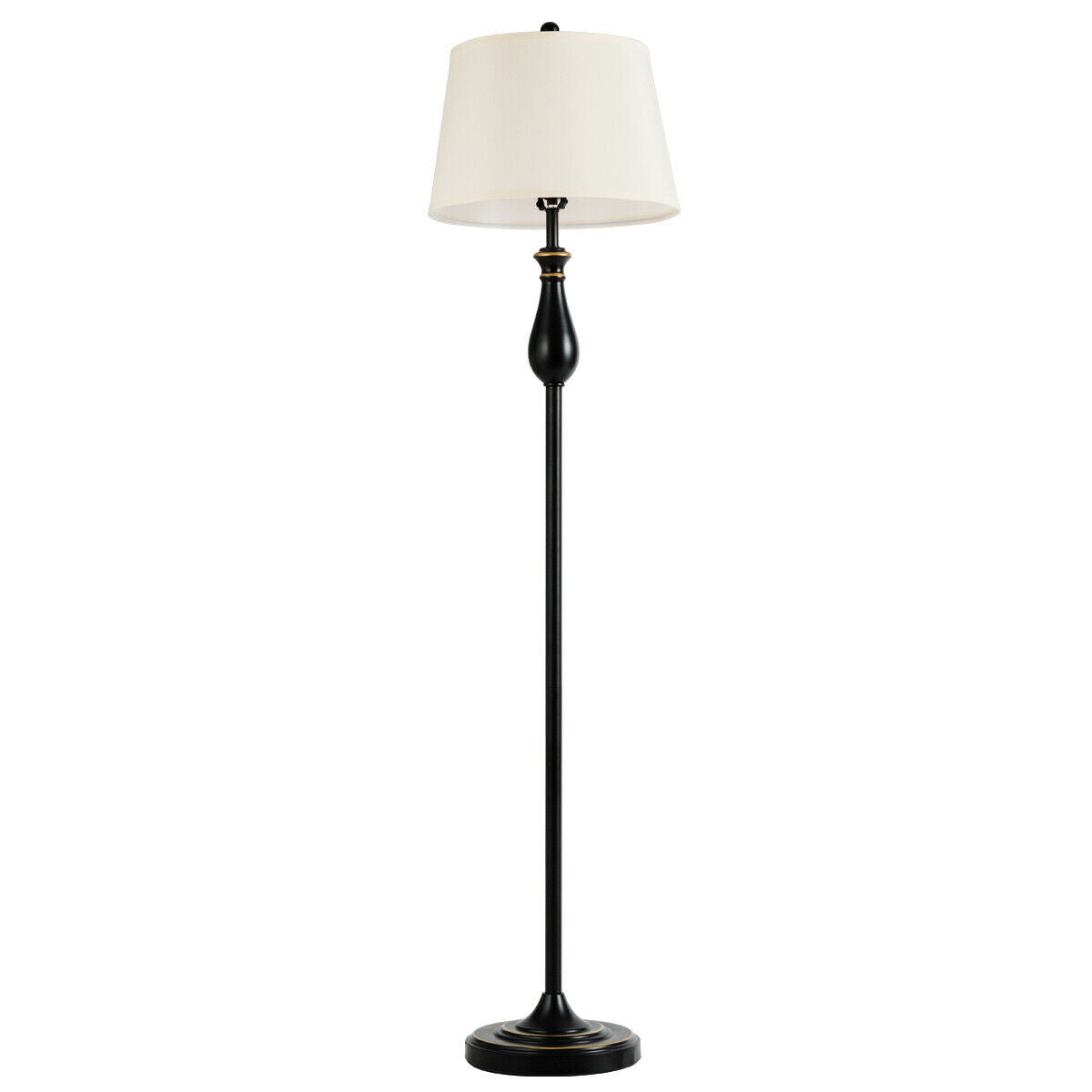 3 Pieces Brushed Nickel Lamp Set, Black Table & Floor Lamps   at Gallery Canada