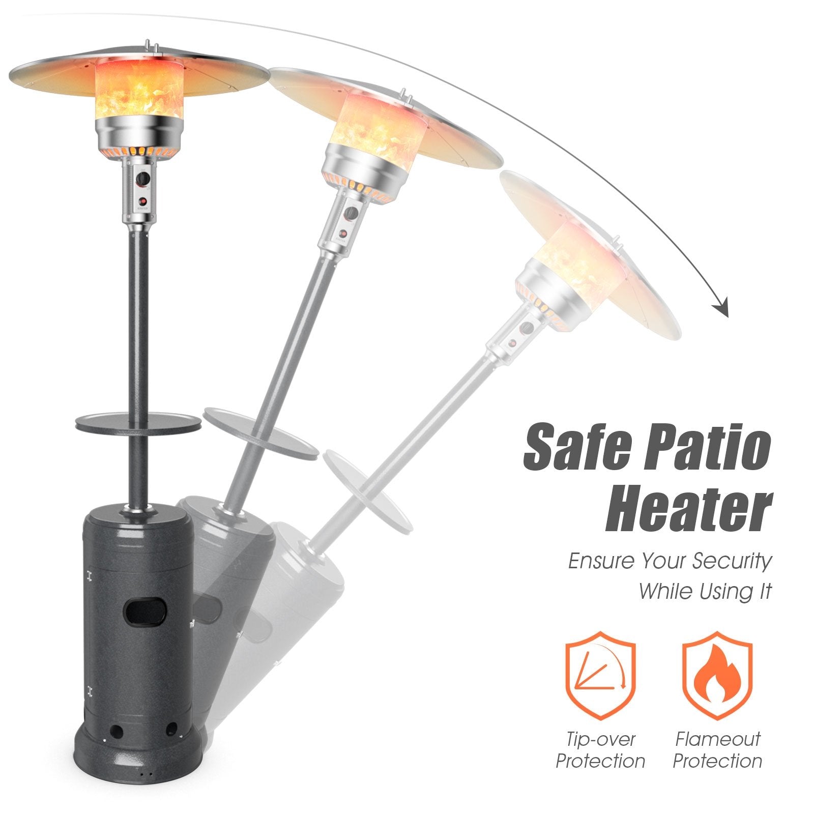 Outdoor Heater Propane Standing LP Gas Steel with Table & Wheels, Gray Patio Heaters   at Gallery Canada