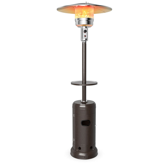 Outdoor Heater Propane Standing LP Gas Steel with Table & Wheels, Brown Patio Heaters   at Gallery Canada