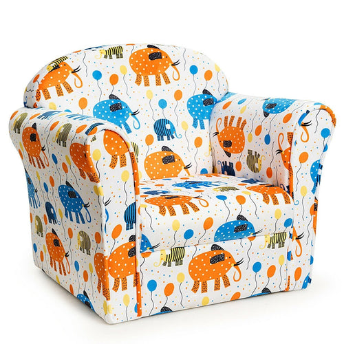 Kids Elephant Upholstered Sofa with Armrest, Multicolor