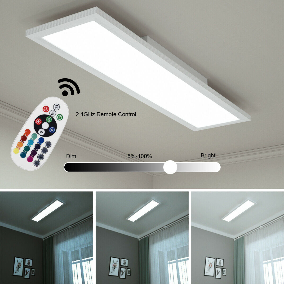 18W RGB LED Ceiling Light with Remote Control, White Ceiling Lights at Gallery Canada