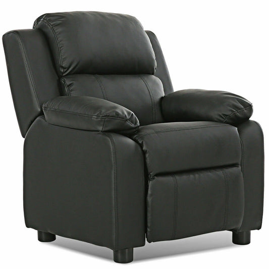 Kids Deluxe Headrest  Recliner Sofa Chair with Storage Arms, Black Kids Chairs & Seating   at Gallery Canada