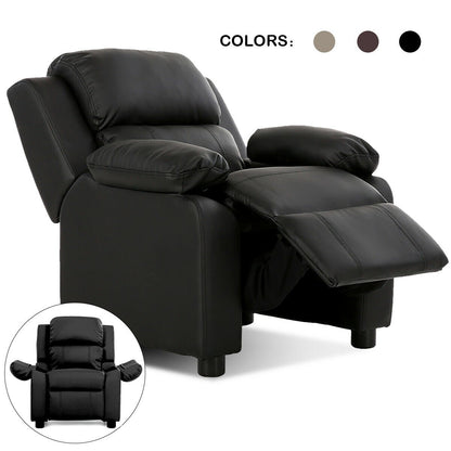 Kids Deluxe Headrest  Recliner Sofa Chair with Storage Arms, Black Kids Chairs & Seating   at Gallery Canada