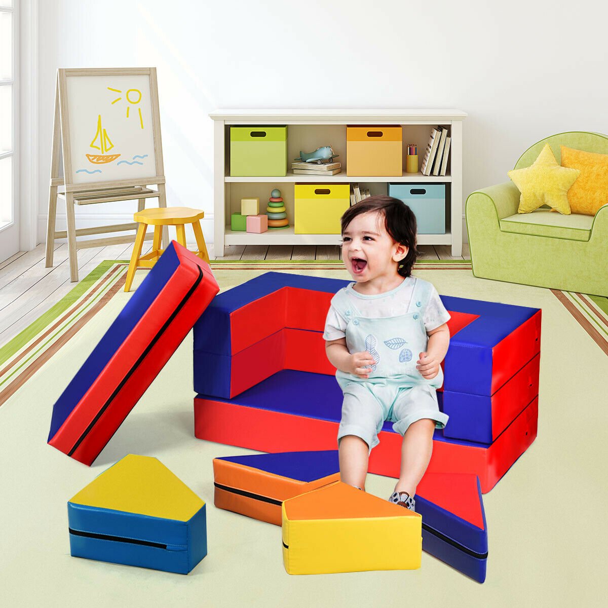 4-in-1 Crawl Climb Foam Shapes Toddler Kids Playset, Multicolor Kids Chairs & Seating   at Gallery Canada