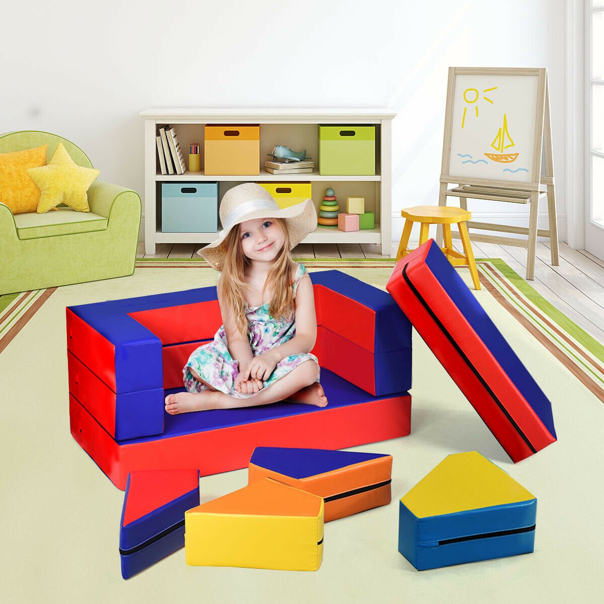 4-in-1 Crawl Climb Foam Shapes Toddler Kids Playset, Multicolor Kids Chairs & Seating   at Gallery Canada