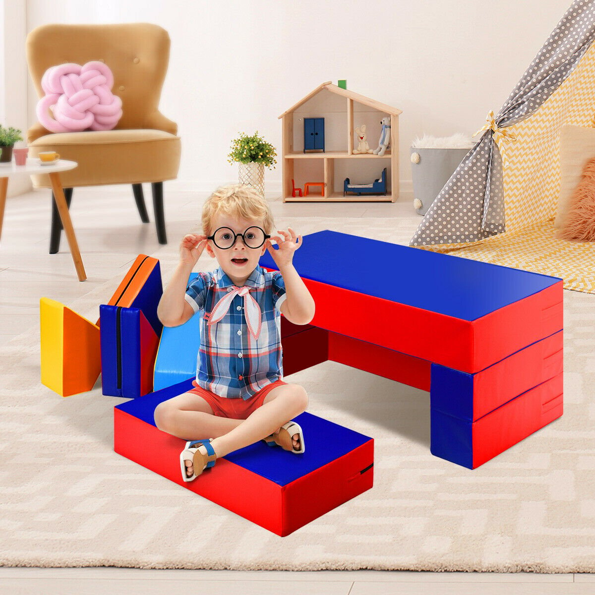 4-in-1 Crawl Climb Foam Shapes Toddler Kids Playset, Multicolor Kids Chairs & Seating   at Gallery Canada