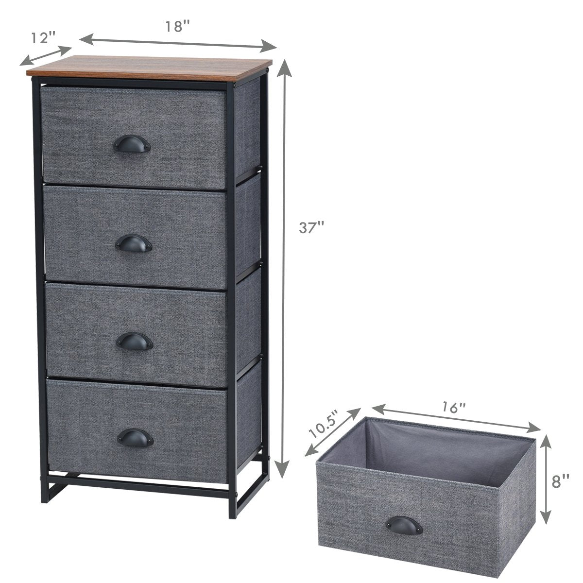 Chest Storage Tower Side Table Display Storage with 4 Drawers, Black Dressers & Chests   at Gallery Canada