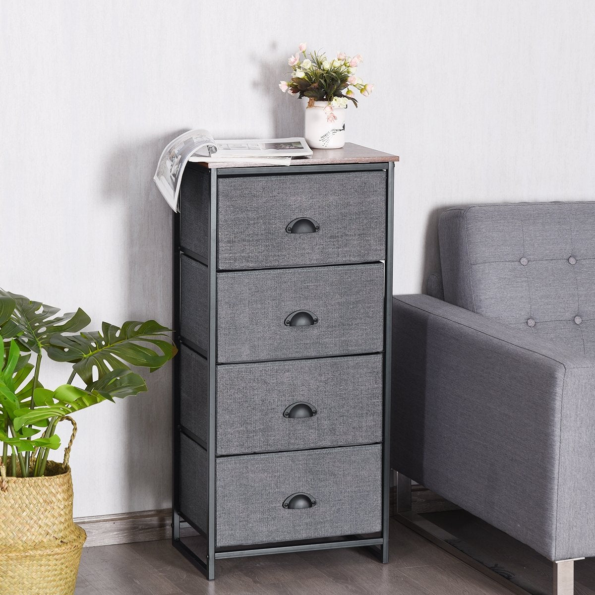 Chest Storage Tower Side Table Display Storage with 4 Drawers, Black Dressers & Chests   at Gallery Canada