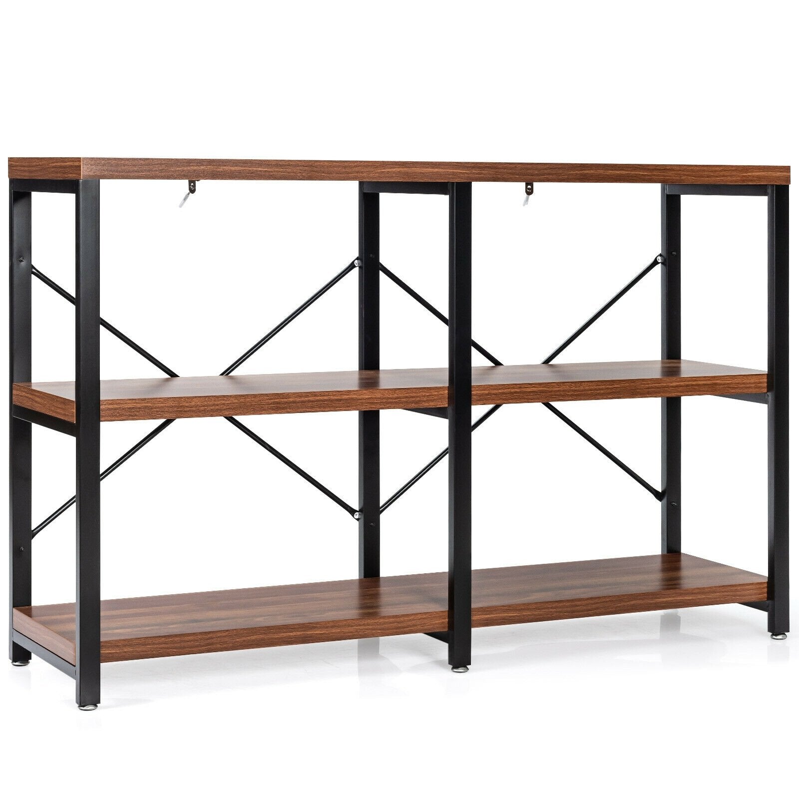 3 Tier 47 Inch Console Metal Frame Sofa Table, Rustic Brown Console Tables   at Gallery Canada