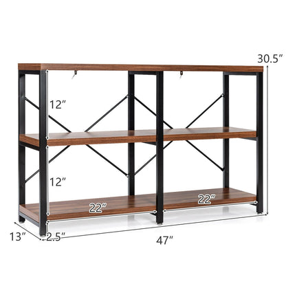 3 Tier 47 Inch Console Metal Frame Sofa Table, Rustic Brown Console Tables   at Gallery Canada