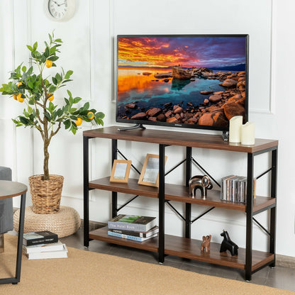 3 Tier 47 Inch Console Metal Frame Sofa Table, Rustic Brown Console Tables   at Gallery Canada