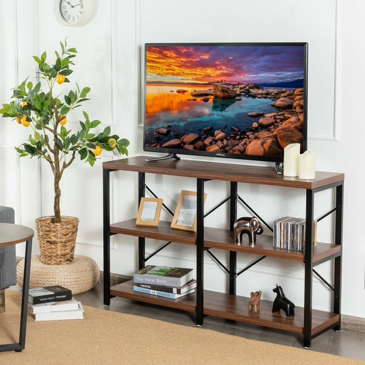 3 Tier 47 Inch Console Metal Frame Sofa Table, Rustic Brown Console Tables   at Gallery Canada