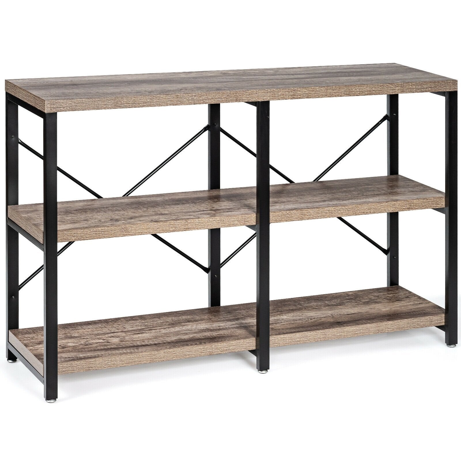 3 Tier 47 Inch Console Metal Frame Sofa Table, Natural Console Tables   at Gallery Canada