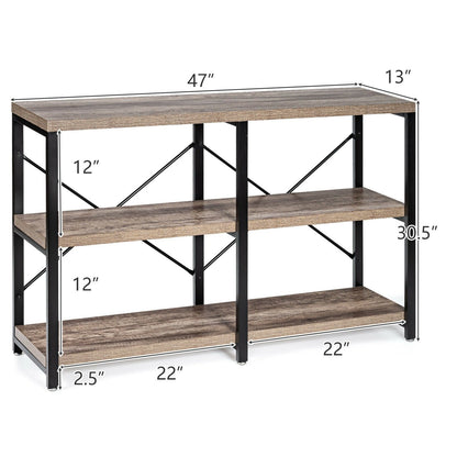 3 Tier 47 Inch Console Metal Frame Sofa Table, Natural Console Tables   at Gallery Canada