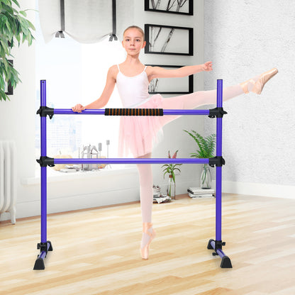 4 Feet Portable Freestanding Stable Construction Pilates Ballet Barre with Double Dance Bar, Purple Yoga Accessories   at Gallery Canada