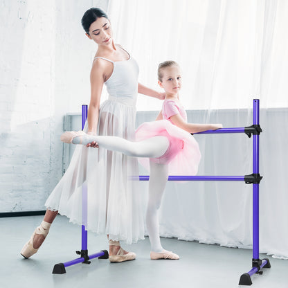 4 Feet Portable Freestanding Stable Construction Pilates Ballet Barre with Double Dance Bar, Purple Yoga Accessories   at Gallery Canada