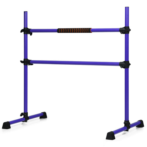 4 Feet Portable Freestanding Stable Construction Pilates Ballet Barre with Double Dance Bar, Purple