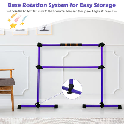 4 Feet Portable Freestanding Stable Construction Pilates Ballet Barre with Double Dance Bar, Purple Yoga Accessories   at Gallery Canada