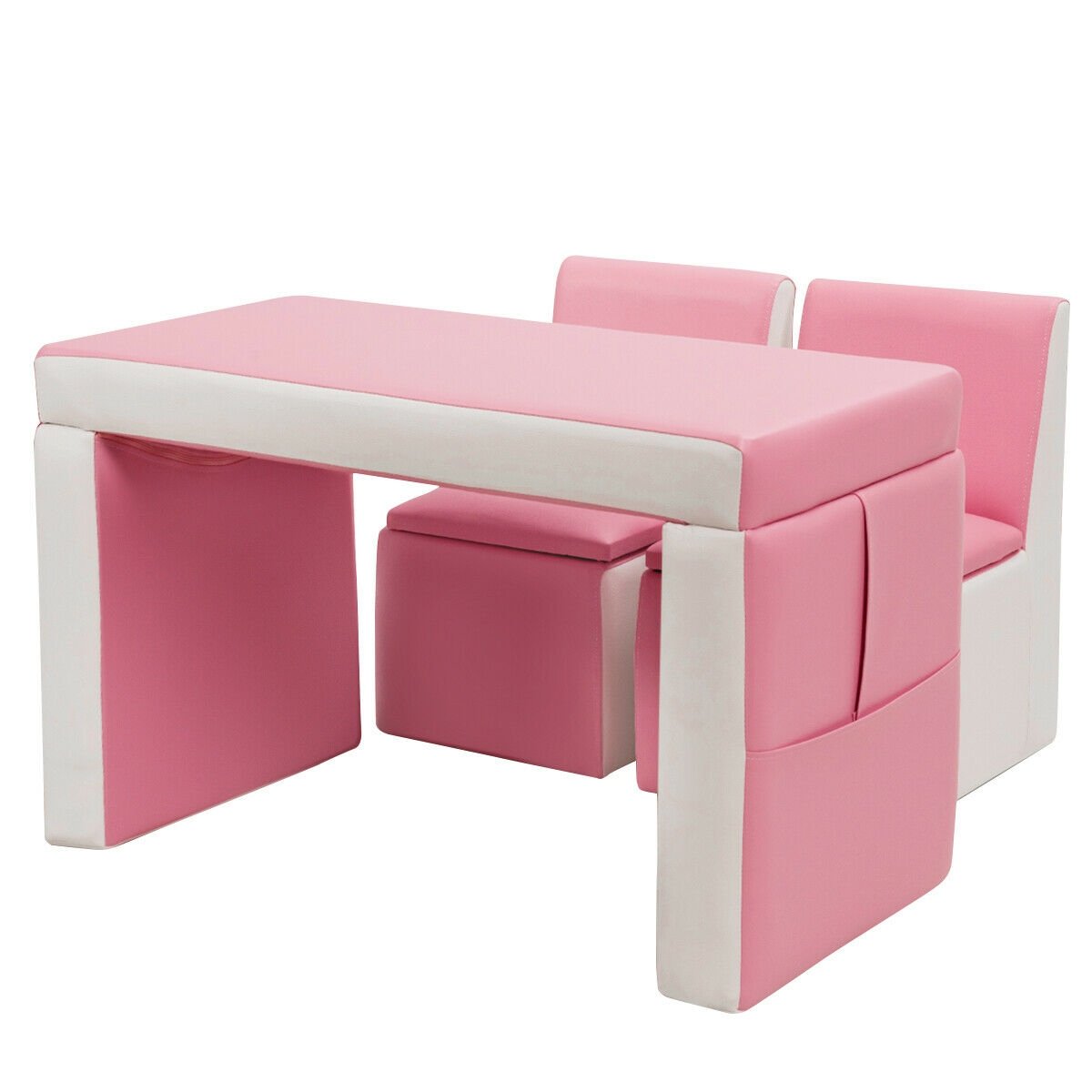 Multi-functional Kids Sofa Table Chair Set, Pink Kids Table & Chair Sets   at Gallery Canada