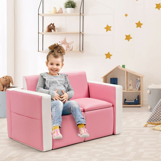 Multi-functional Kids Sofa Table Chair Set, Pink - Gallery Canada