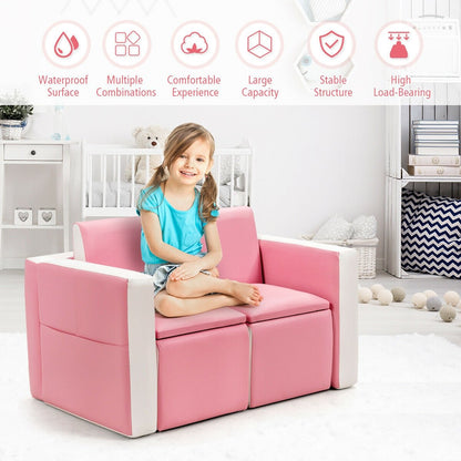 Multi-functional Kids Sofa Table Chair Set, Pink Kids Table & Chair Sets   at Gallery Canada