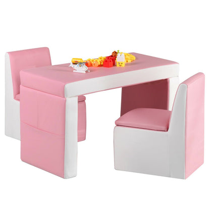 Multi-functional Kids Sofa Table Chair Set, Pink Kids Table & Chair Sets   at Gallery Canada