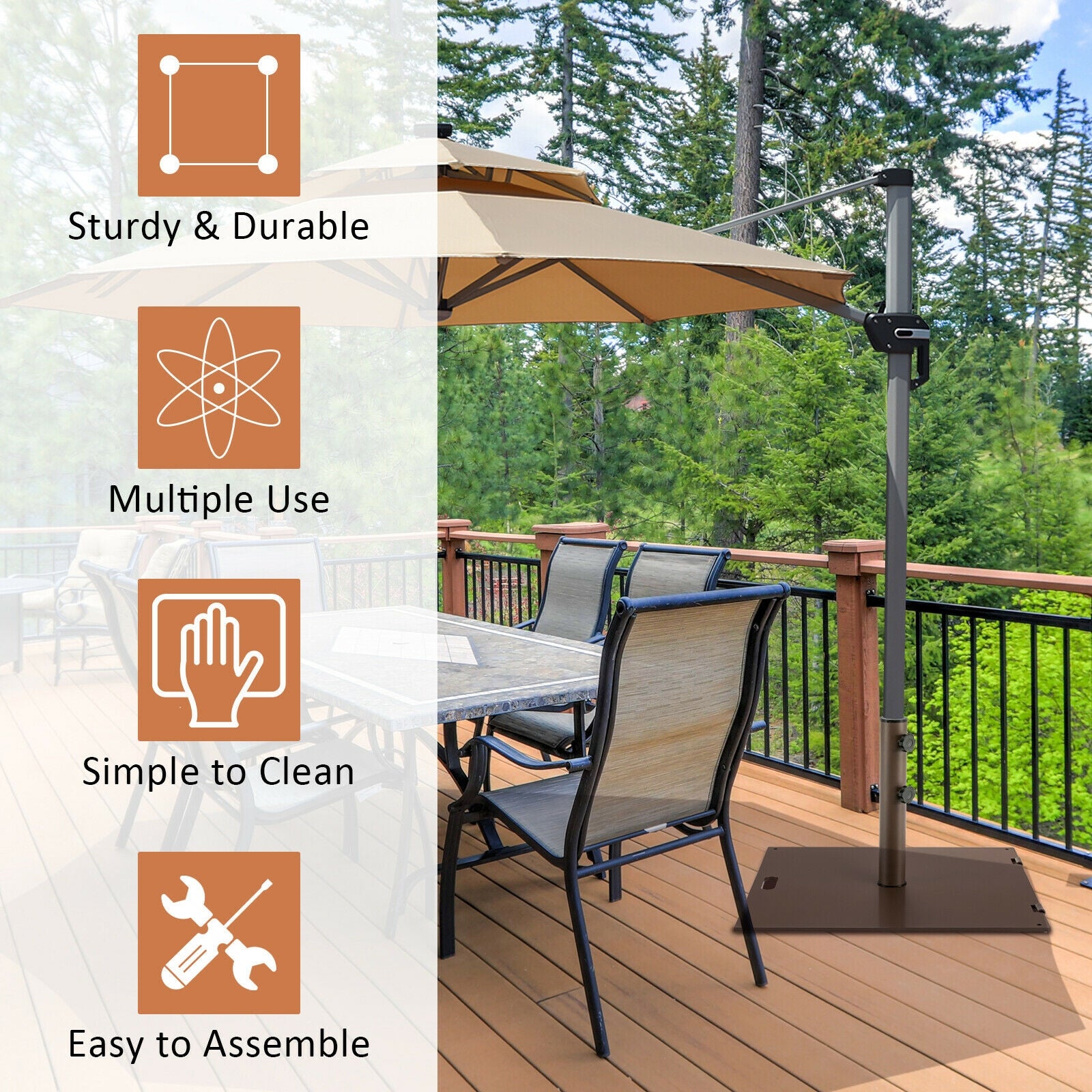 Portable 50 lbs Umbrella Base Stand with Handle and Wheels for Patio Square Outdoor Umbrella Bases at Gallery Canada