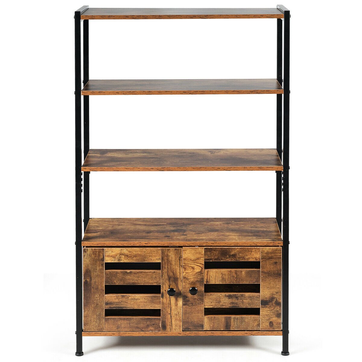 Industrial Storage Shelf with 2 Shutter Doors, Rustic Brown Bookcases   at Gallery Canada