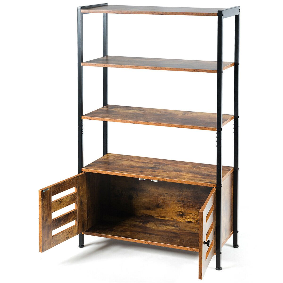 Industrial Storage Shelf with 2 Shutter Doors, Rustic Brown - Gallery Canada