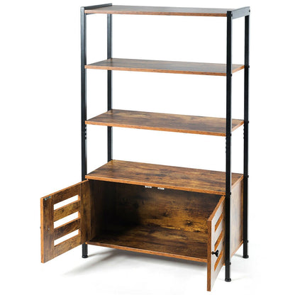 Industrial Storage Shelf with 2 Shutter Doors, Rustic Brown Bookcases   at Gallery Canada