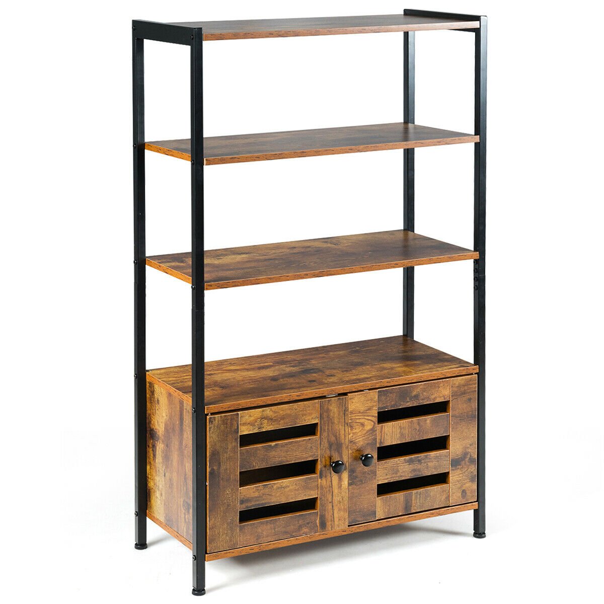 Industrial Storage Shelf with 2 Shutter Doors, Rustic Brown Bookcases   at Gallery Canada