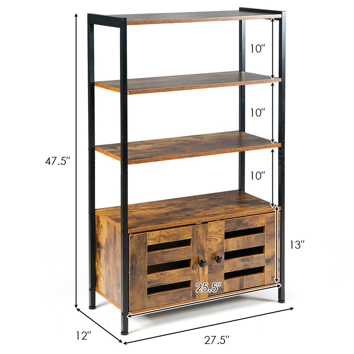 Industrial Storage Shelf with 2 Shutter Doors, Rustic Brown - Gallery Canada