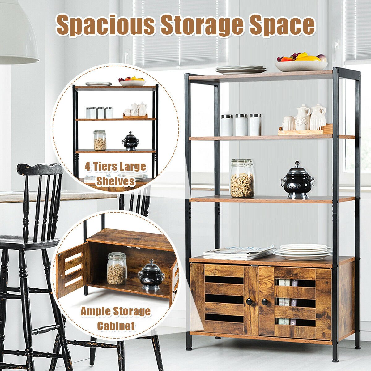 Industrial Storage Shelf with 2 Shutter Doors, Rustic Brown - Gallery Canada