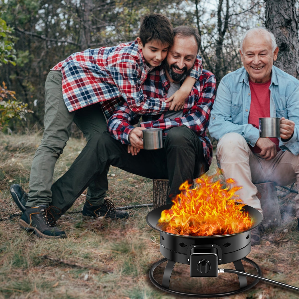 58 000BTU Firebowl Outdoor Portable Propane Gas Fire Pit with Cover and Carry Kit, Black Fire Pits at Gallery Canada