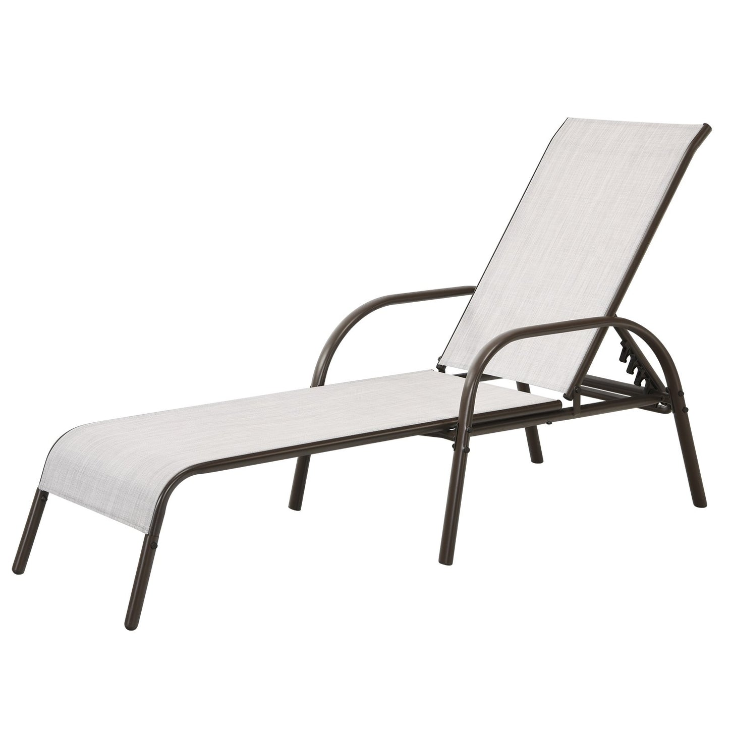 Adjustable Patio Chaise Outdoor Folding Lounge Chair with Adjustable Backrest, Gray Outdoor Chaise Lounges   at Gallery Canada