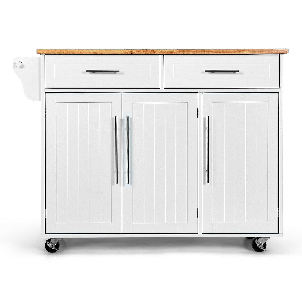 Kitchen Island Trolley Cart Wood Top Rolling Storage Cabinet, White Kitchen Islands & Carts   at Gallery Canada