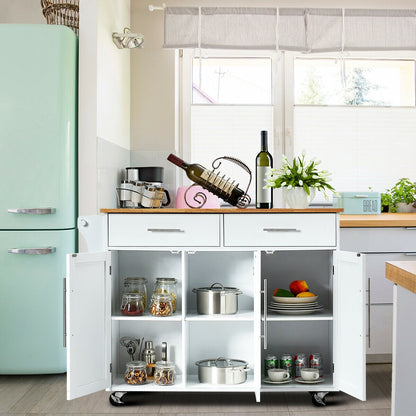 Kitchen Island Trolley Cart Wood Top Rolling Storage Cabinet, White Kitchen Islands & Carts   at Gallery Canada