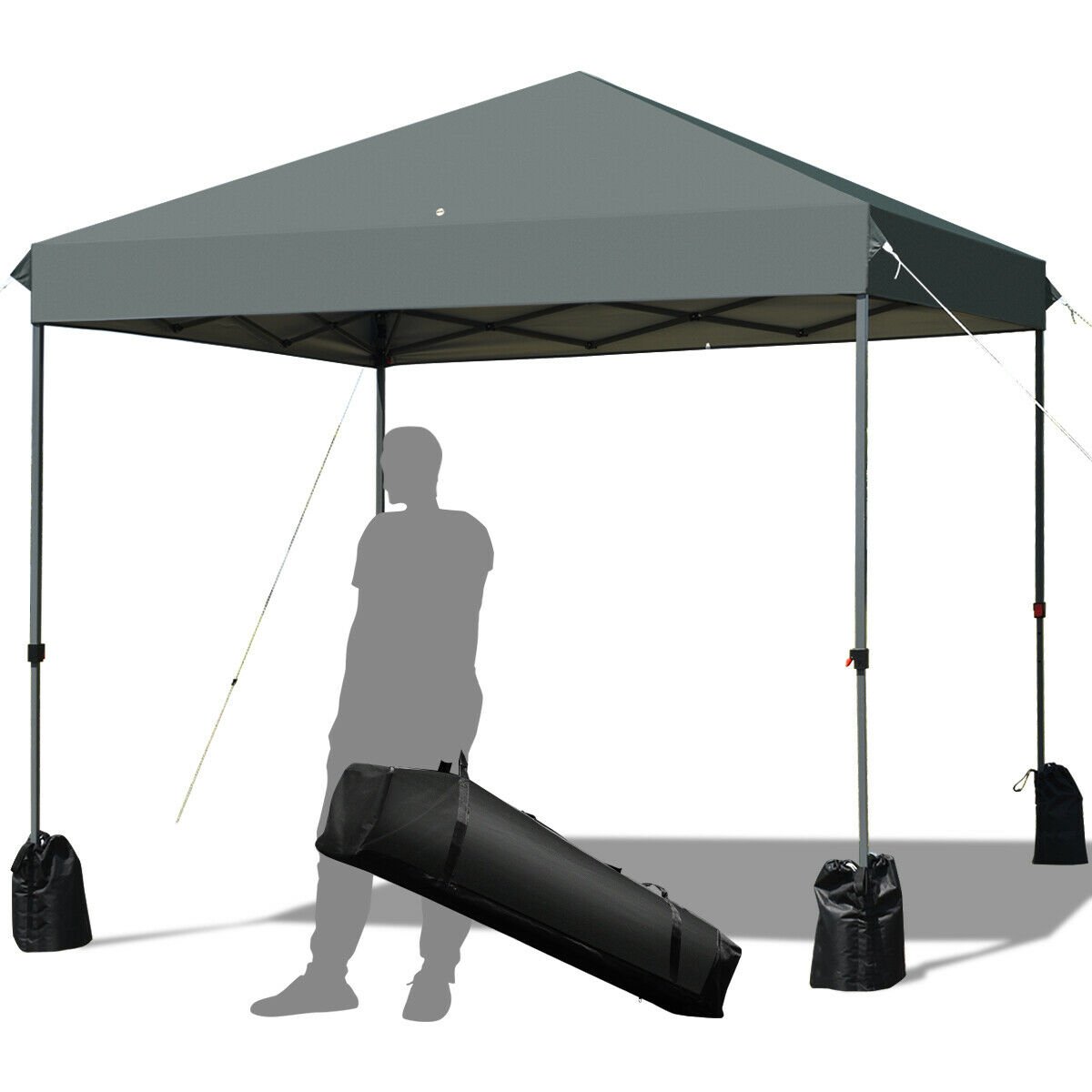 8’x8' Outdoor Pop up Canopy Tent  w/Roller Bag, Gray - Gallery Canada