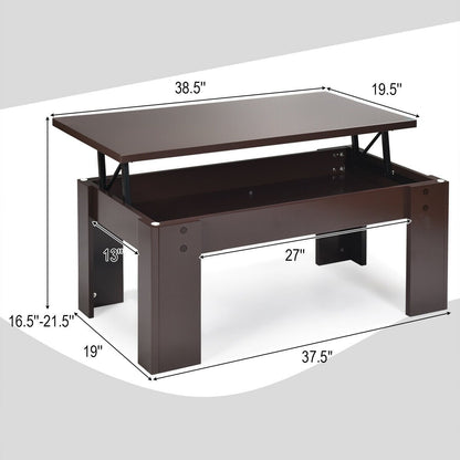 Lift Top Coffee Pop-UP Cocktail Table, Brown - Gallery Canada