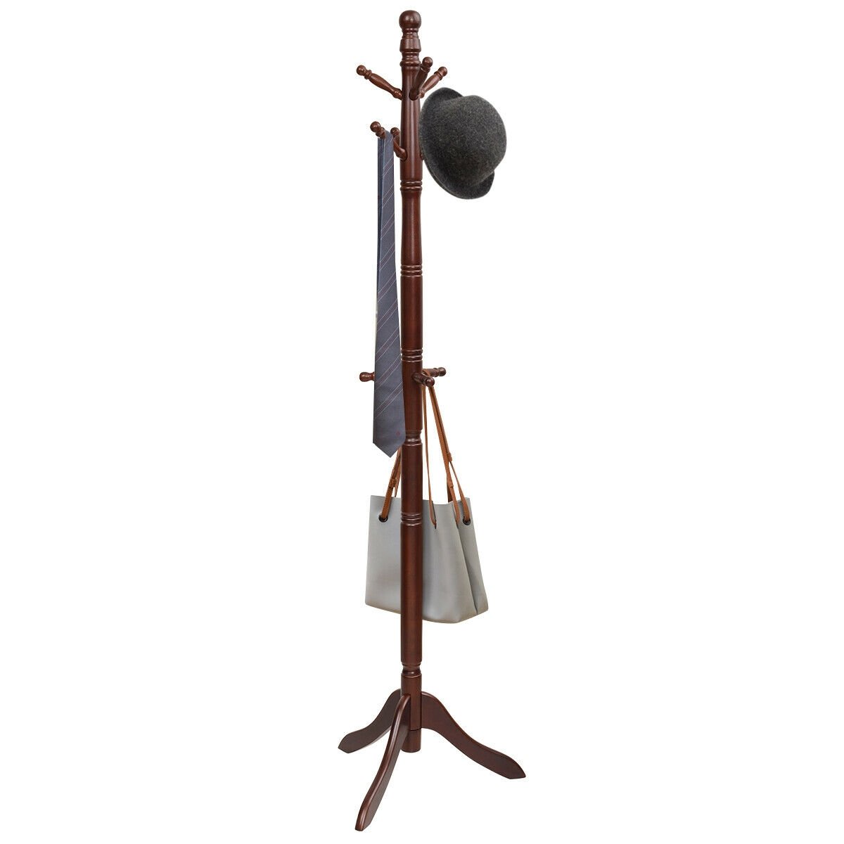 Adjustable Free Standing Wooden Coat Rack, Brown Coat Racks & Hall Trees   at Gallery Canada