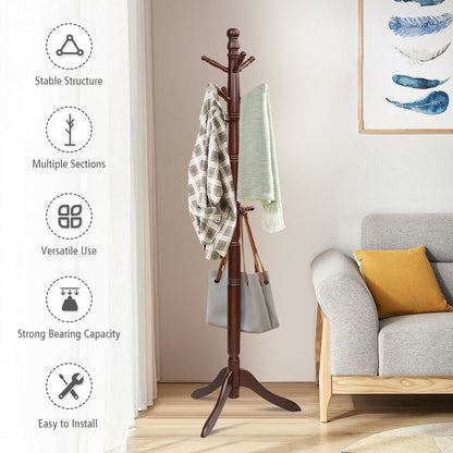 Adjustable Free Standing Wooden Coat Rack, Brown Coat Racks & Hall Trees   at Gallery Canada