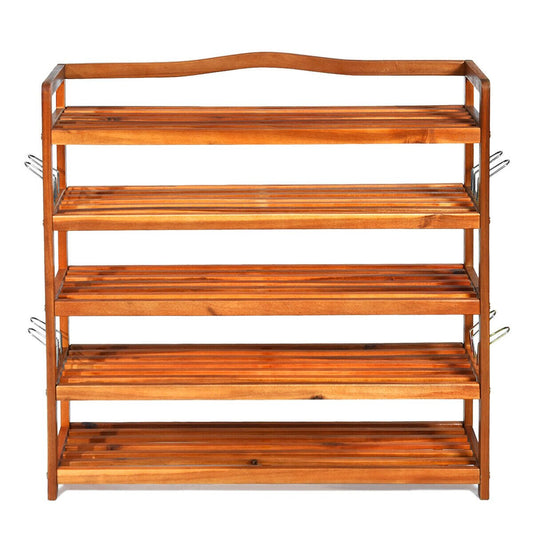 5-Tier Wood Large Shoe Rack Holds up 12-18 Pairs, Natural Shoe Racks & Storage Benches   at Gallery Canada