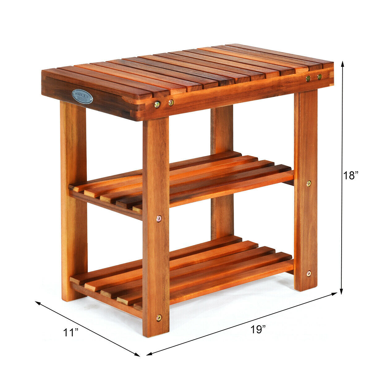 3-Tier Wood Shoe Bench Boots Organizer, Natural Shoe Racks & Storage Benches at Gallery Canada