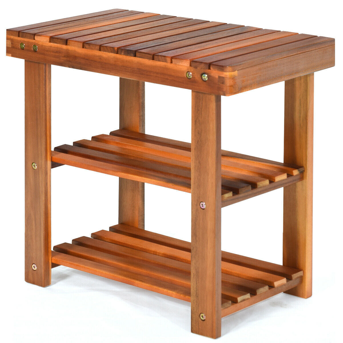 3-Tier Wood Shoe Bench Boots Organizer, Natural Shoe Racks & Storage Benches at Gallery Canada