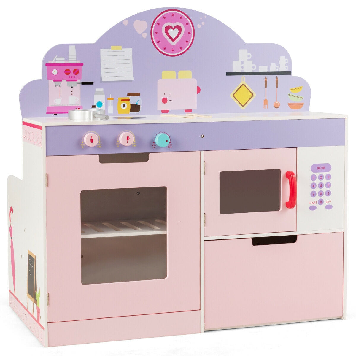 2 in 1 Kitchen and Cafe Pretend Cooking Playset Play Kitchen Sets at Gallery Canada